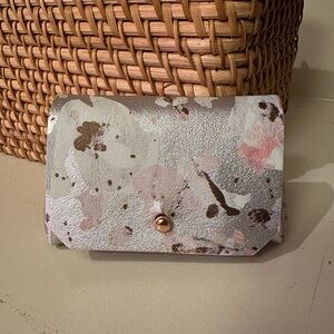 Anthropologie Metallic Silver Faux Vegan Leather Coin Purse | New